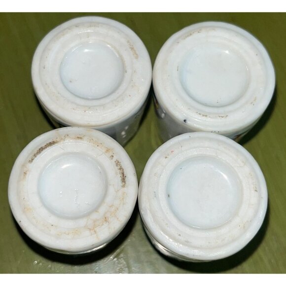 Mini 4 Candleholders Ceramic Tiny Vtg Christmas Holiday Cozy Unique Decor - Picture 7 of 7